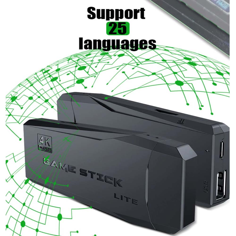 Professional Game Stick Lite - Plug & Play Console with 20,000+ Games, Dual 2.4G Wireless Controllers, 64G Storage (HDMI Ready)
