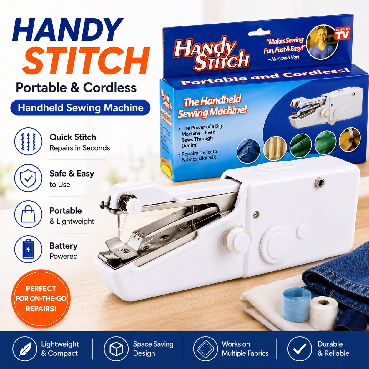 Portable Mini Stitch Machine – Compact Handheld Sewing Machine for Quick Repairs & DIY Projects